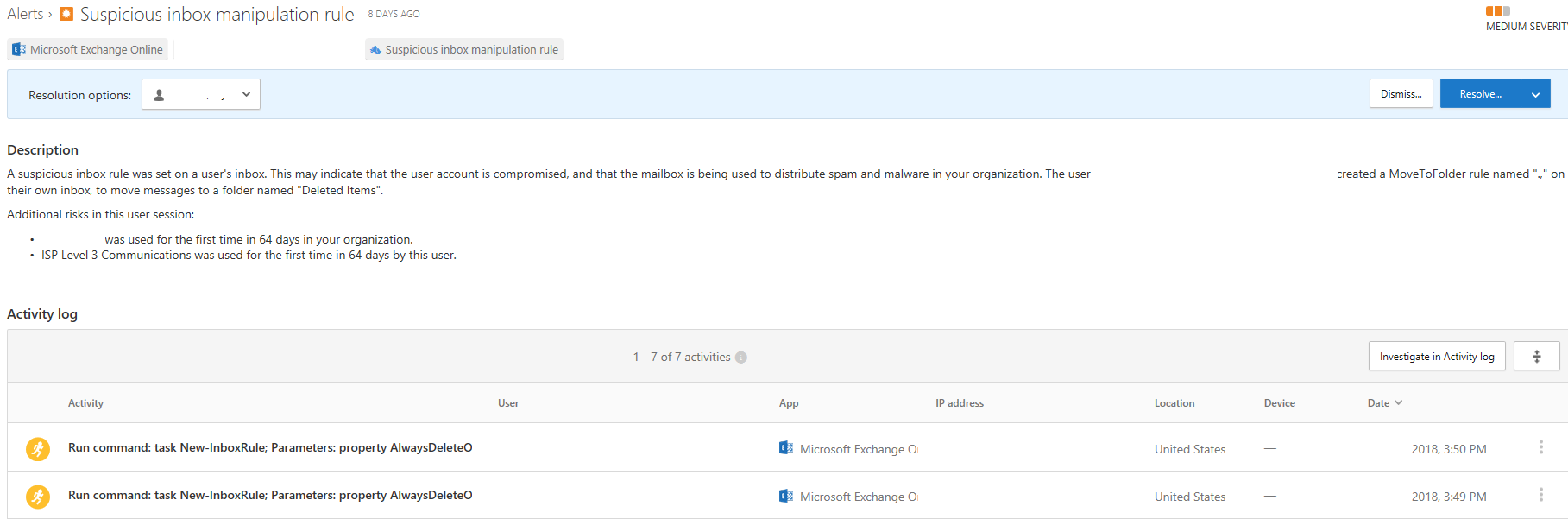 Indicators of Compromise O365 Mailbox Forwarding and Rules Frank