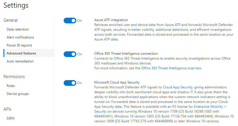 Microsoft 365 E5: MDATP configuration setting recommendations